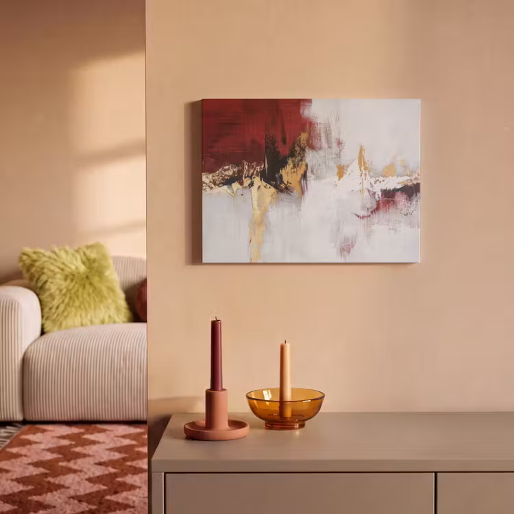 Akoestisch schilderij - Rood - Marmer - Abstract - Goud - Modern — 2