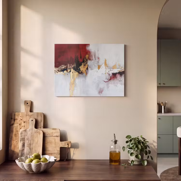 Akoestisch schilderij - Rood - Marmer - Abstract - Goud - Modern — 3