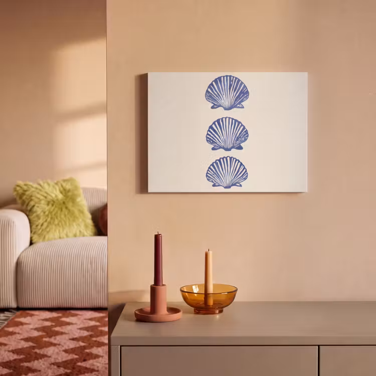 Akoestisch schilderij - Schelpen - Blauw - Patroon — 2