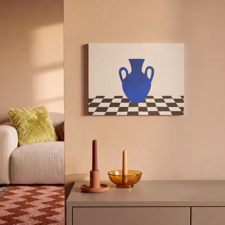 Akoestisch schilderij - Vaas - Blauw - Geblokt - Modern — 2