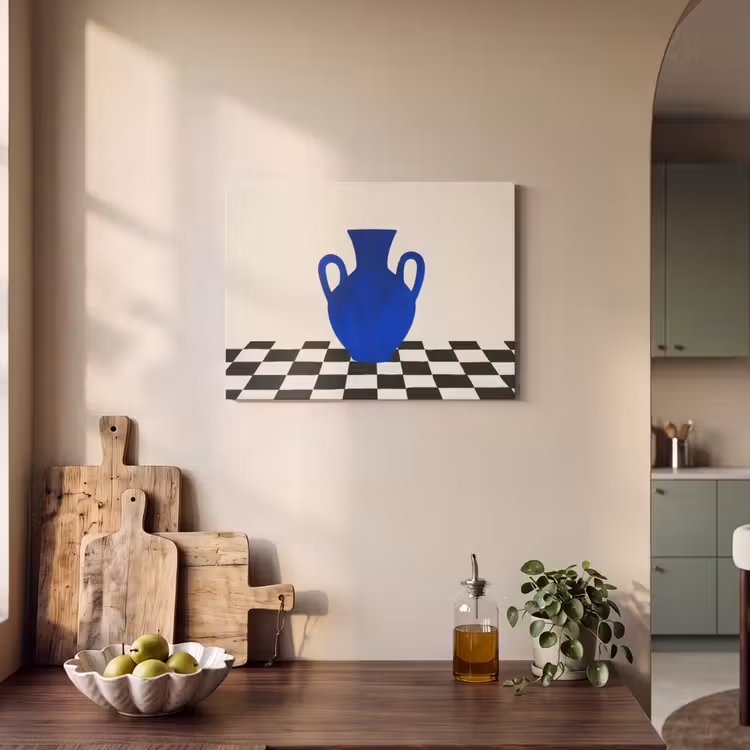 Akoestisch schilderij - Vaas - Blauw - Geblokt - Modern — 3