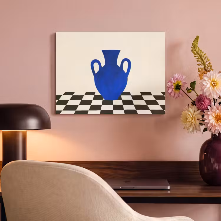 Akoestisch schilderij - Vaas - Blauw - Geblokt - Modern — 4