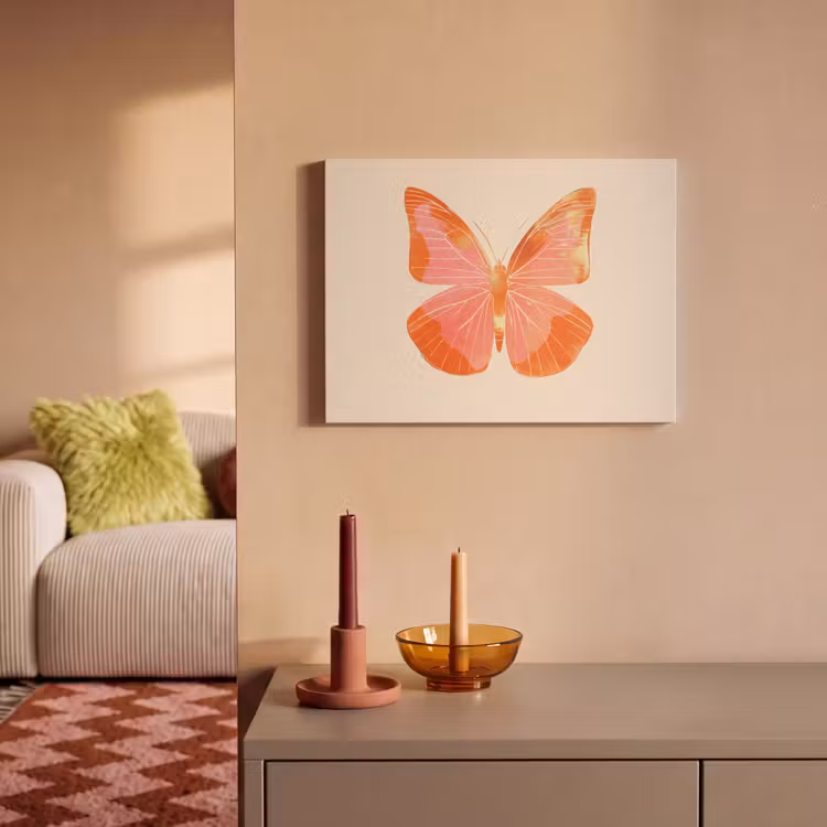Akoestisch schilderij - Vlinder - Minimalistisch - Roze — 2