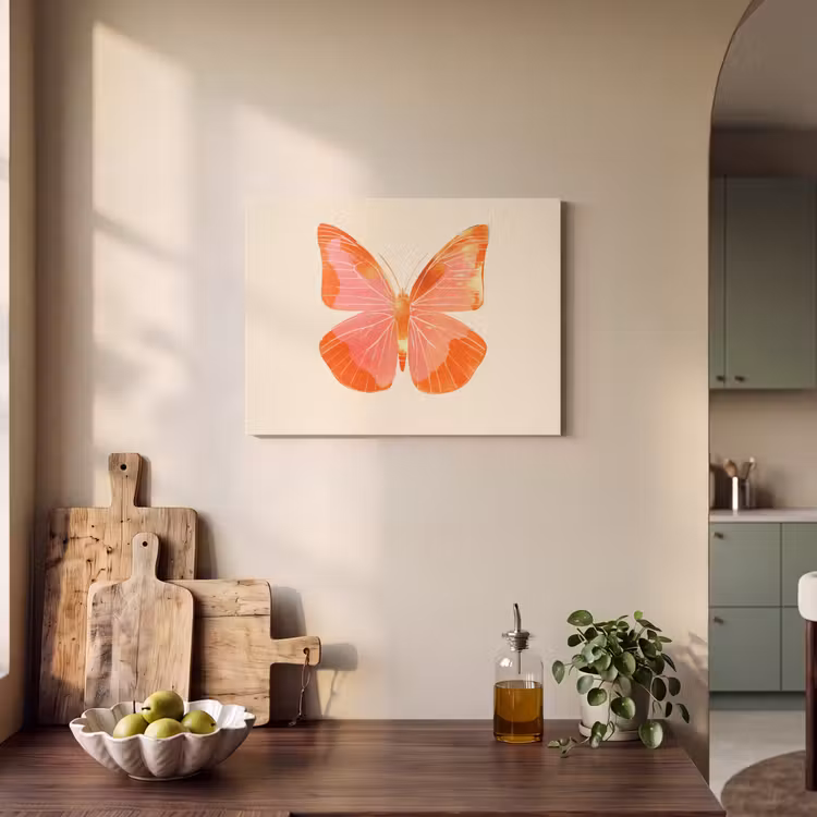 Akoestisch schilderij - Vlinder - Minimalistisch - Roze — 3
