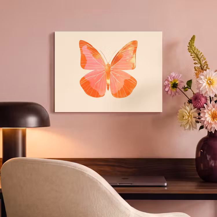 Akoestisch schilderij - Vlinder - Minimalistisch - Roze — 4