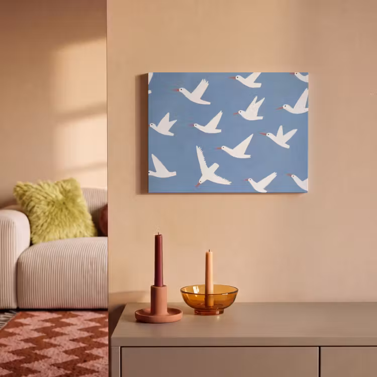 Akoestisch schilderij - Vogels - Wit - Patroon — 2