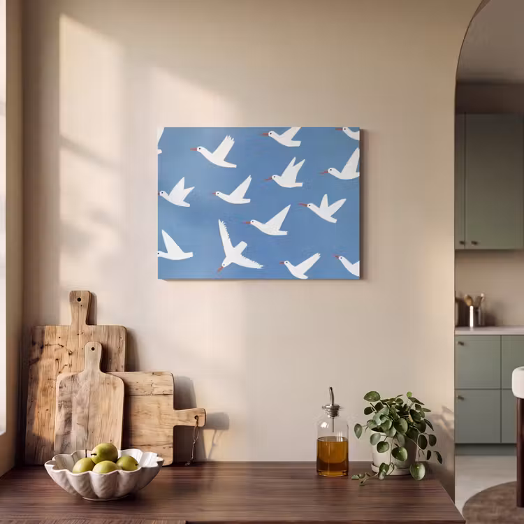 Akoestisch schilderij - Vogels - Wit - Patroon — 3