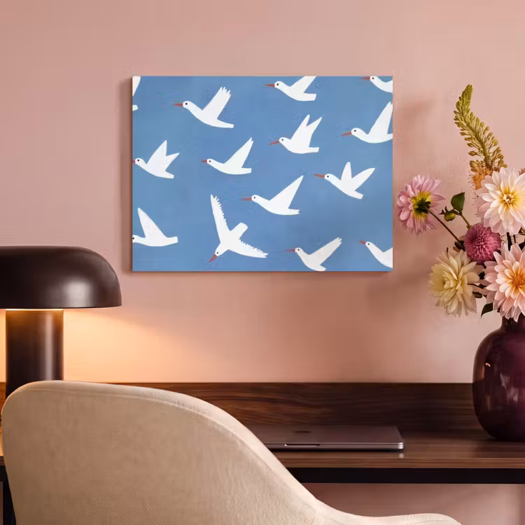 Akoestisch schilderij - Vogels - Wit - Patroon — 4