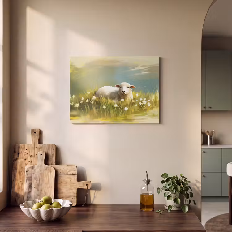 Akoestisch schilderij - Schaap - Weide - Groen — 3