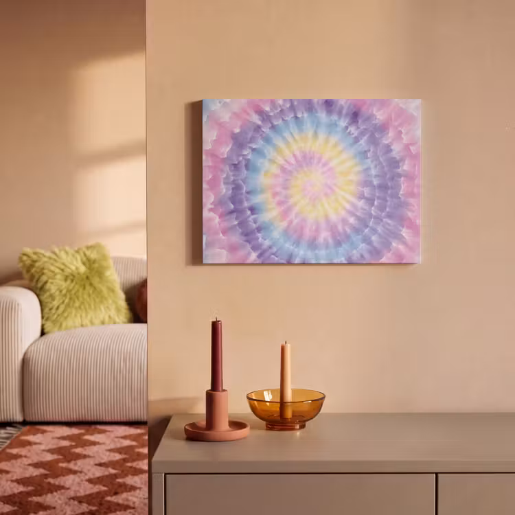 Akoestisch schilderij - Spiraal - Tie dye - Pasteltinten — 2