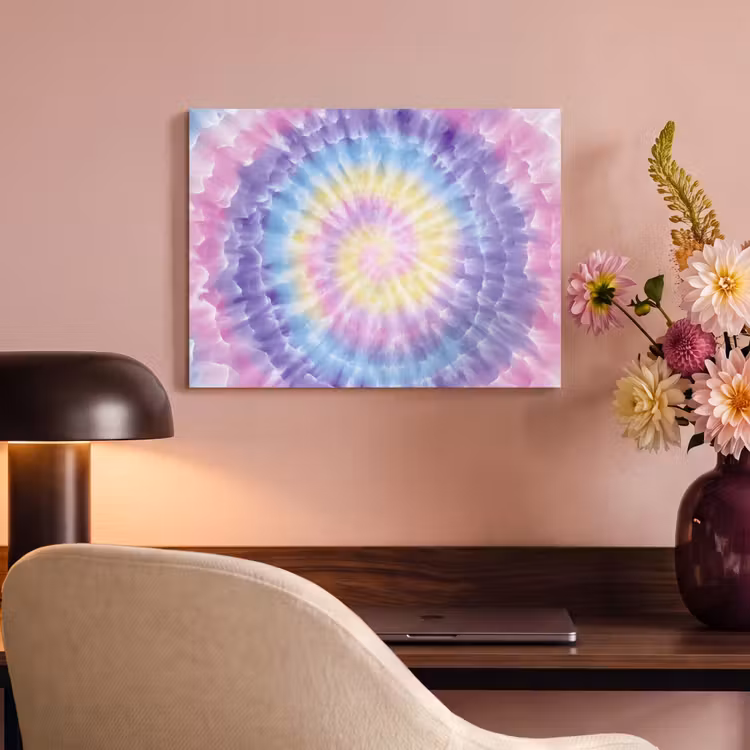 Akoestisch schilderij - Spiraal - Tie dye - Pasteltinten — 4