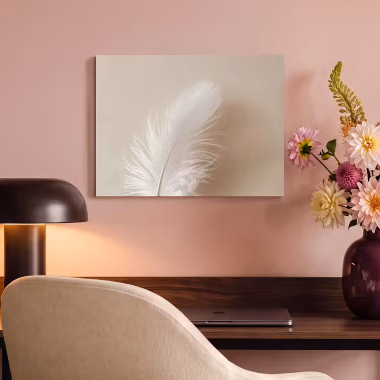 Akoestisch schilderij - Veer - Minimalistisch - Roze — 4