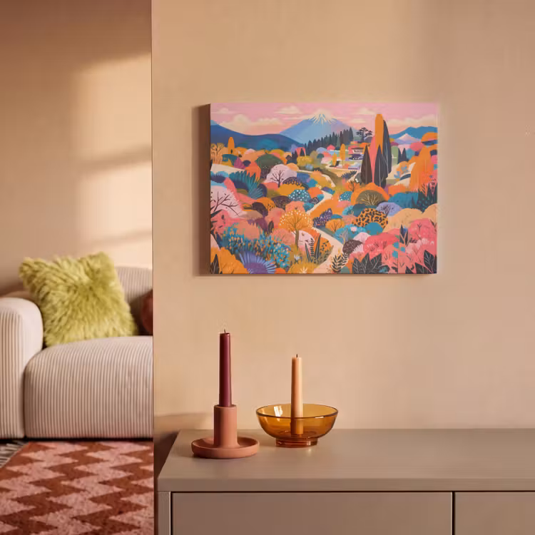 Akoestisch schilderij - Witte bergtop - Modern - Kleurrijk — 2