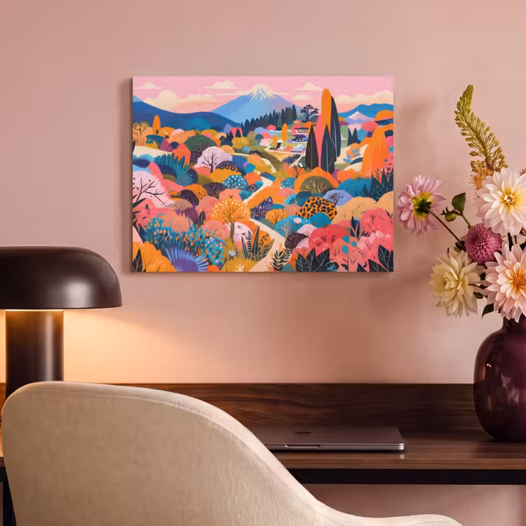 Akoestisch schilderij - Witte bergtop - Modern - Kleurrijk — 4