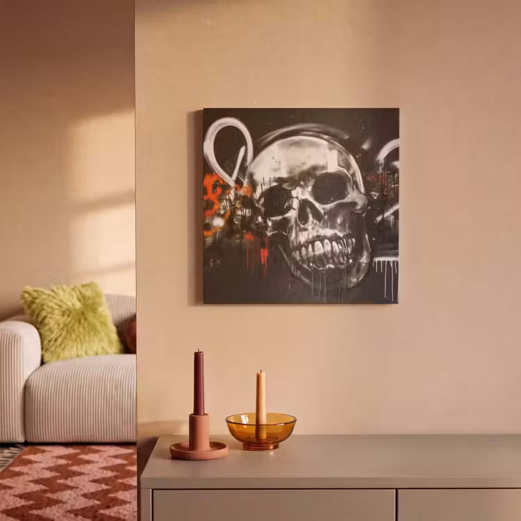 Akoestisch schilderij - Schedels - Kunst - Donker - Rood — 2