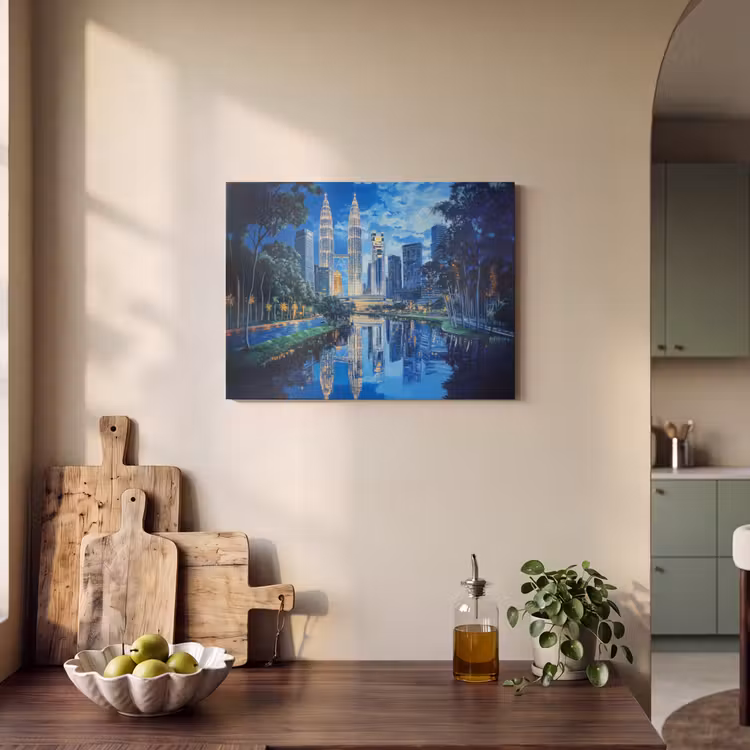 Akoestisch schilderij - Stad Kuala Lumpur - Skyline - Wolkenkrabbers - Water — 3