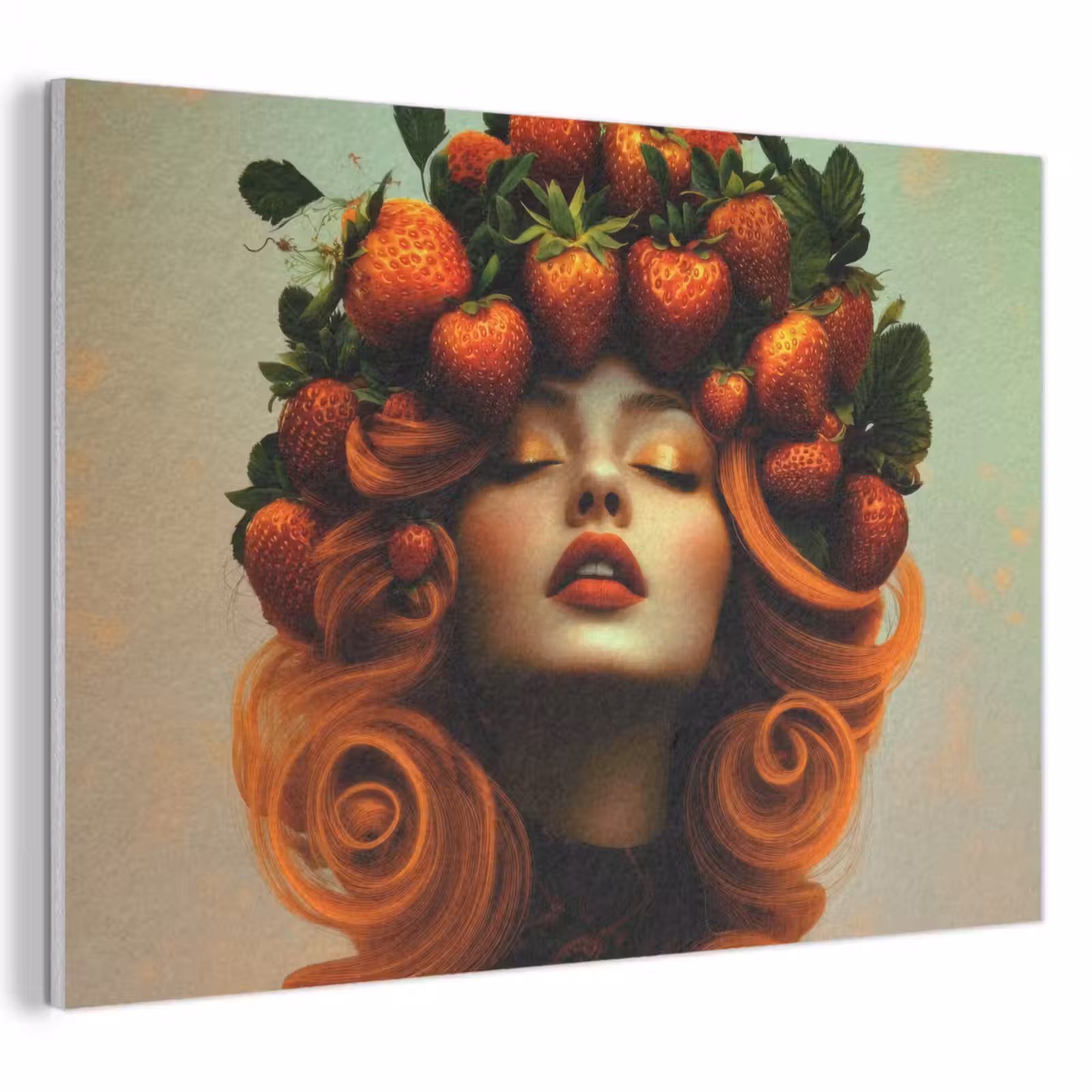 Akoestisch schilderij - Vrouw - Aardbeien - Kroon — 1