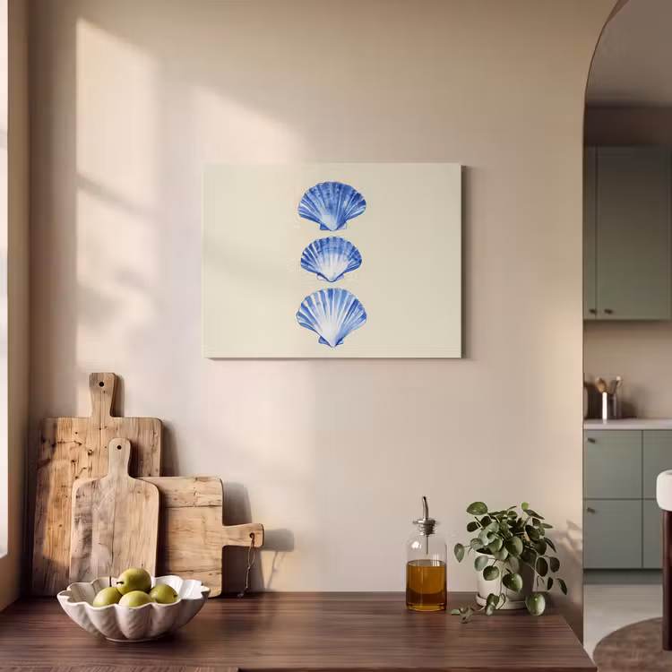 Akoestisch schilderij - Schelpen - Blauw - Beige — 3