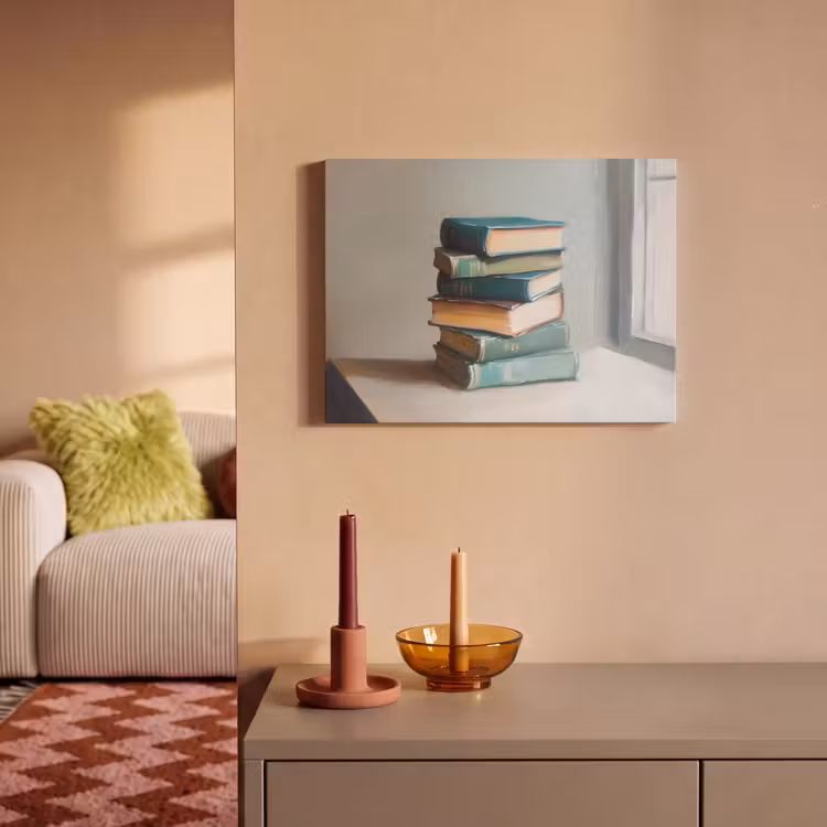 Akoestisch schilderij - Stapel - Boeken - Groen - Daglicht — 2