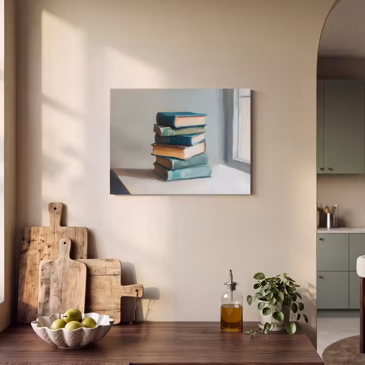 Akoestisch schilderij - Stapel - Boeken - Groen - Daglicht — 3