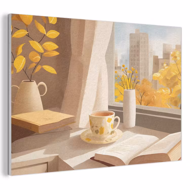 Akoestisch schilderij - Thee - Boek - Thee - Herfst — 1