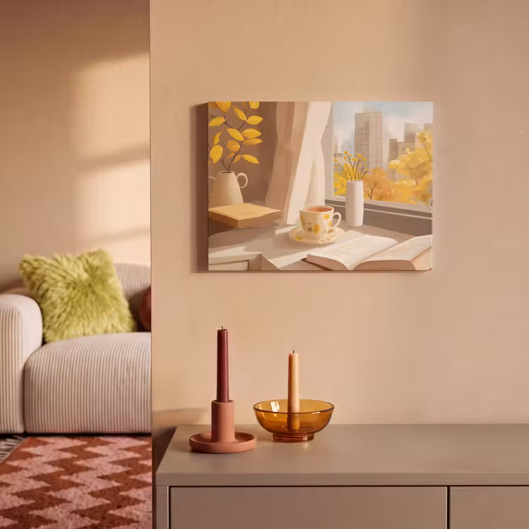 Akoestisch schilderij - Thee - Boek - Thee - Herfst — 2