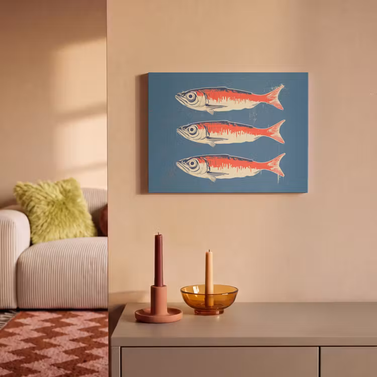 Akoestisch schilderij - Vissen - Rood - Blauw — 2