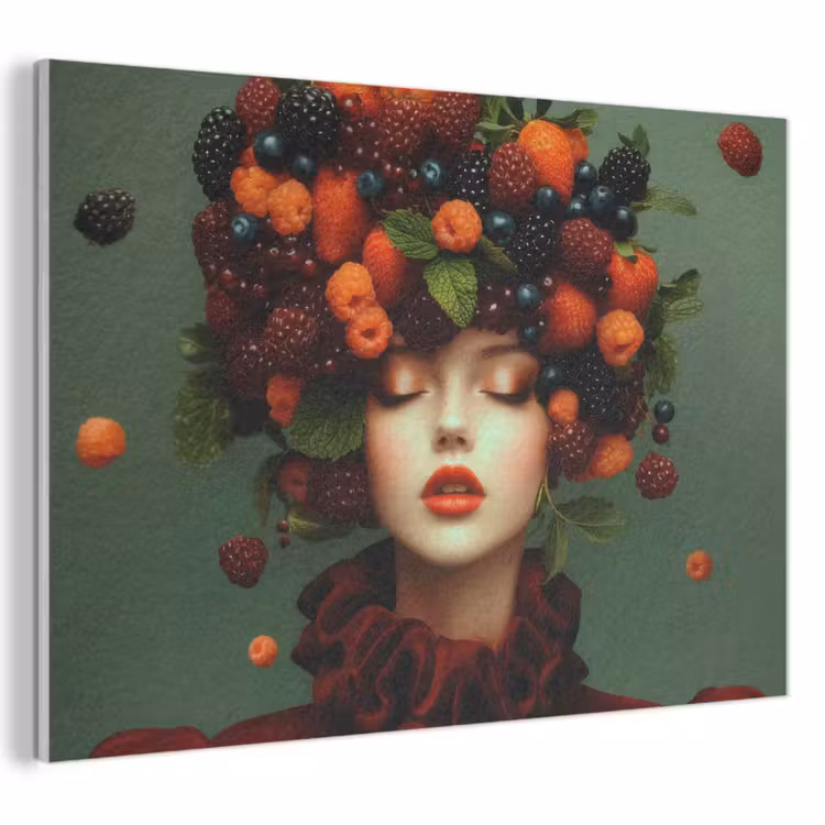 Akoestisch schilderij - Vrouw - Aardbeien - Frambozen - Bramen - Bessen — 1