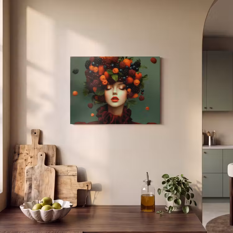 Akoestisch schilderij - Vrouw - Aardbeien - Frambozen - Bramen - Bessen — 3