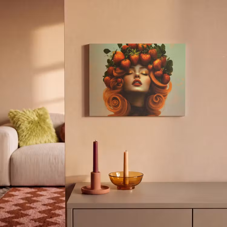 Akoestisch schilderij - Vrouw - Aardbeien - Kroon — 2