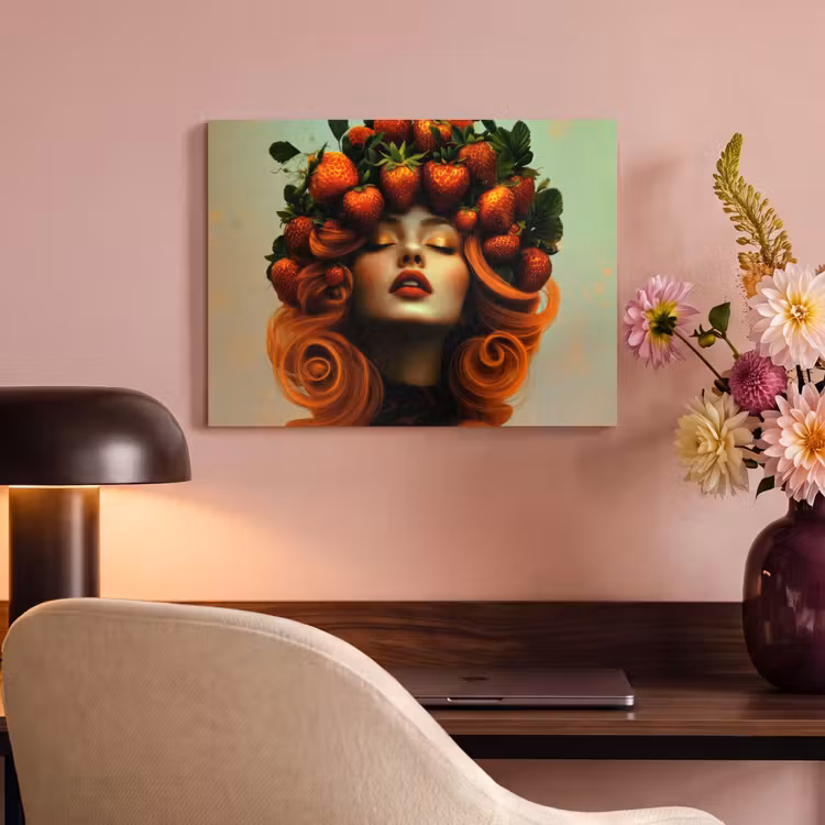 Akoestisch schilderij - Vrouw - Aardbeien - Kroon — 4