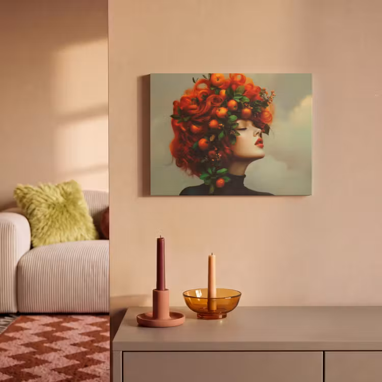 Akoestisch schilderij - Vrouw - Appels - Rood - Bladeren — 2