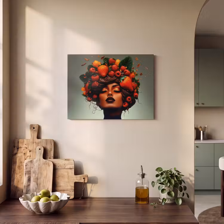 Akoestisch schilderij - Vrouw - Chocolade - Frambozen - Aardbeien - Koekjes — 3