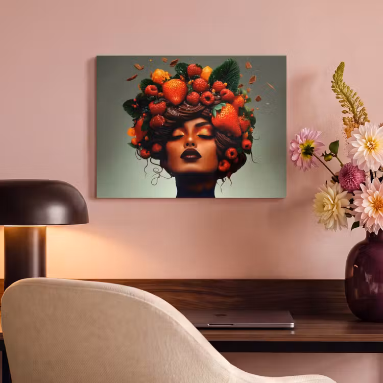 Akoestisch schilderij - Vrouw - Chocolade - Frambozen - Aardbeien - Koekjes — 4