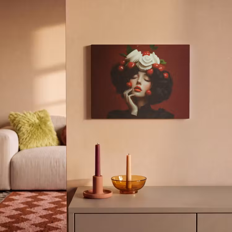 Akoestisch schilderij - Vrouw - Kersen - Slagroom — 2
