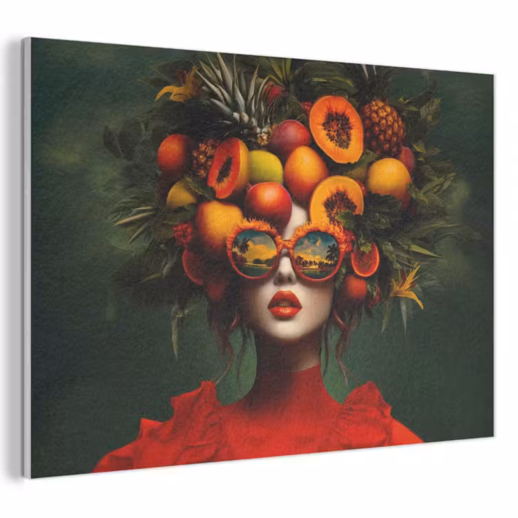 Akoestisch schilderij - Vrouw - Vruchten - Papaja - Ananas — 1