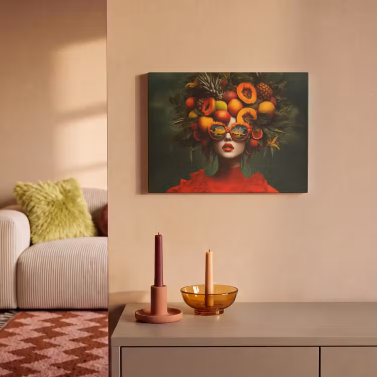Akoestisch schilderij - Vrouw - Vruchten - Papaja - Ananas — 2