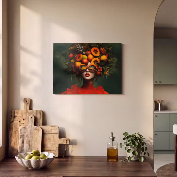Akoestisch schilderij - Vrouw - Vruchten - Papaja - Ananas — 3