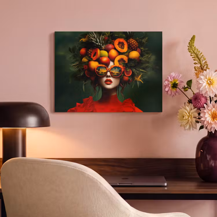 Akoestisch schilderij - Vrouw - Vruchten - Papaja - Ananas — 4