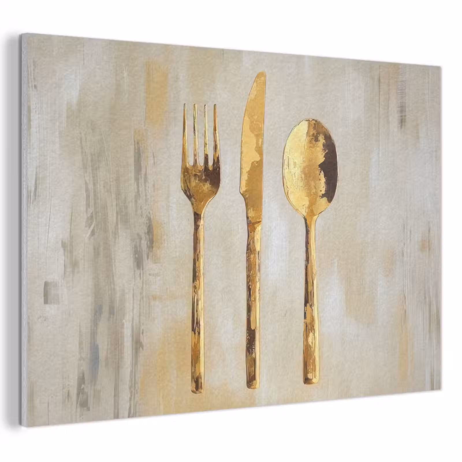 Akoestisch schilderij - Verf - Goud - Bestek — 1
