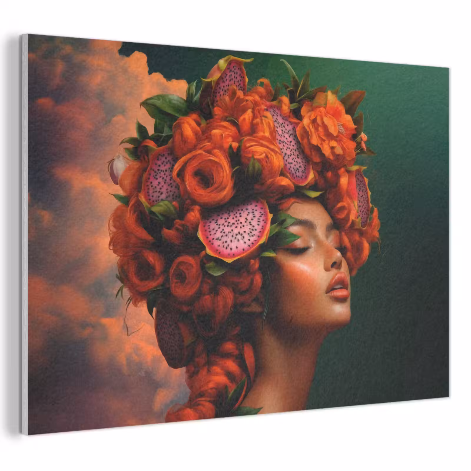 Akoestisch schilderij - Vrouw - Drankenfruit - Rozen — 1