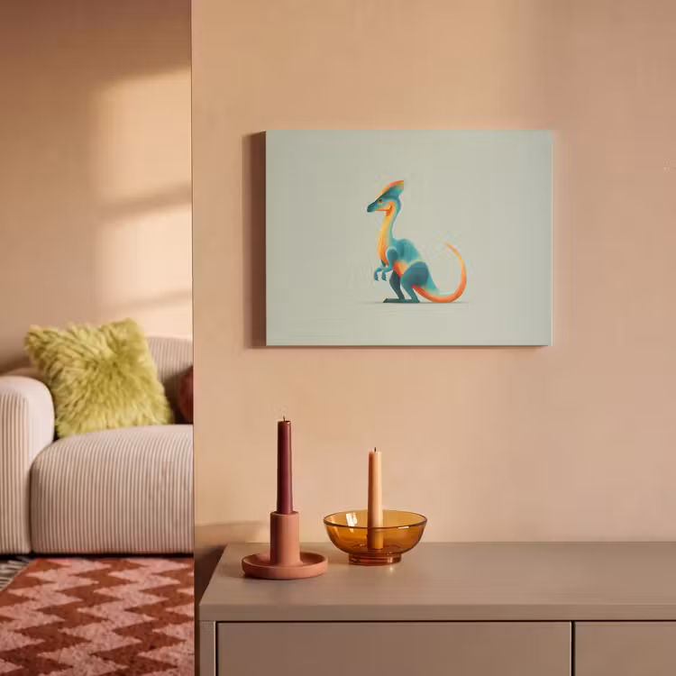 Akoestisch schilderij - Staart - Dino - Minimalistisch - Blauw — 2