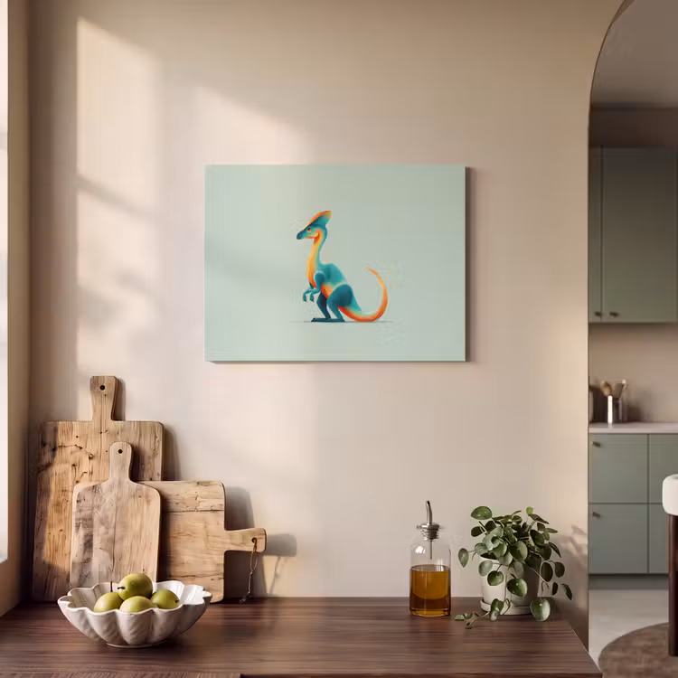 Akoestisch schilderij - Staart - Dino - Minimalistisch - Blauw — 3