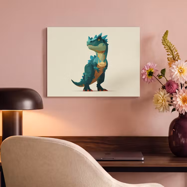 Akoestisch schilderij - Stekels - Dino - Blauw - Gespierd — 4
