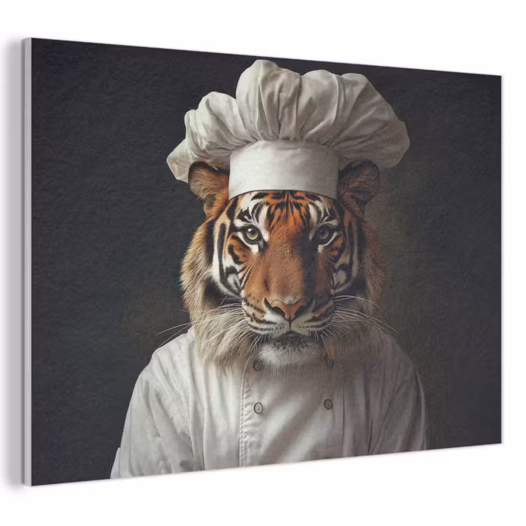 Akoestisch schilderij - Tijger - Kokskleding - Bruin — 1