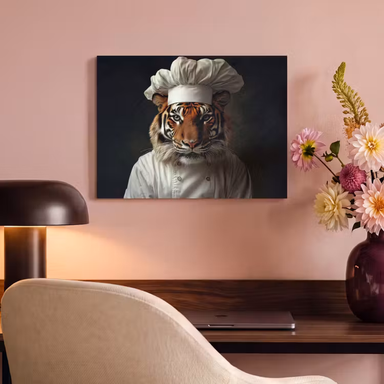 Akoestisch schilderij - Tijger - Kokskleding - Bruin — 4