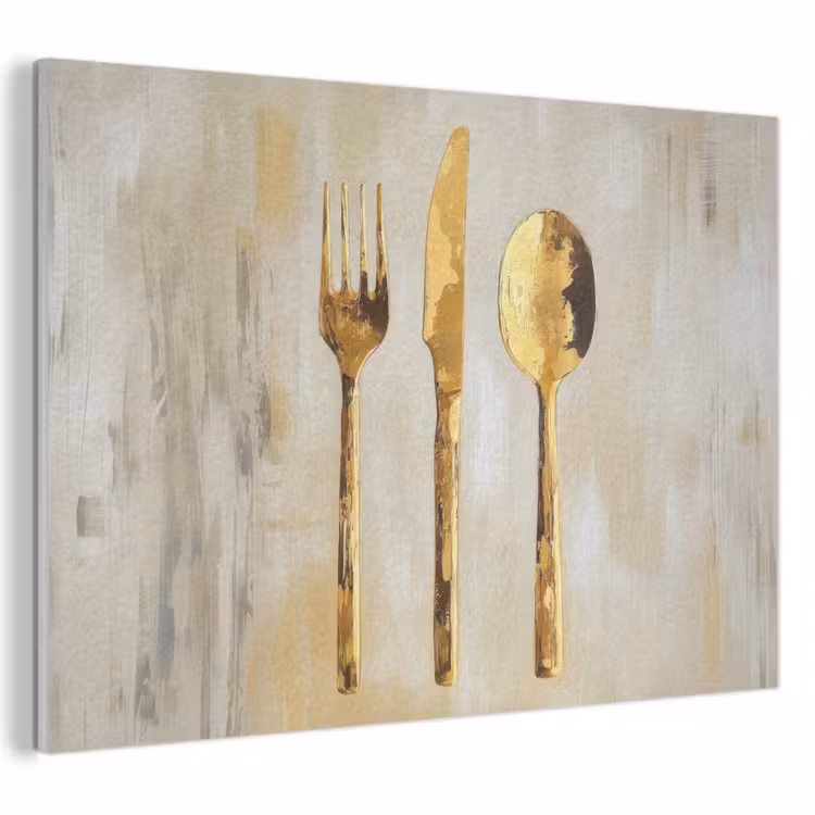 Akoestisch schilderij - Verf - Goud - Bestek — 1