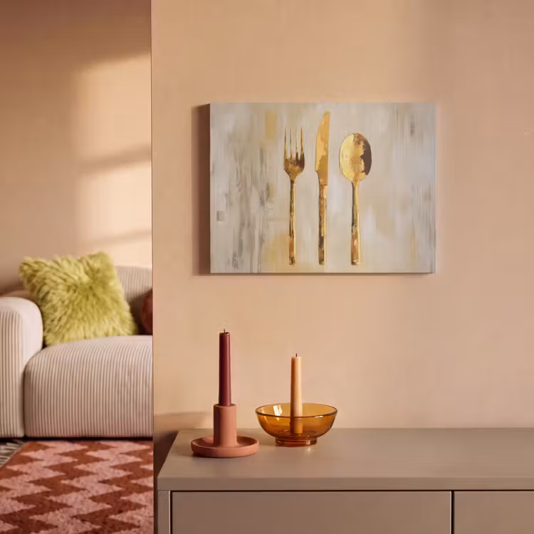 Akoestisch schilderij - Verf - Goud - Bestek — 2