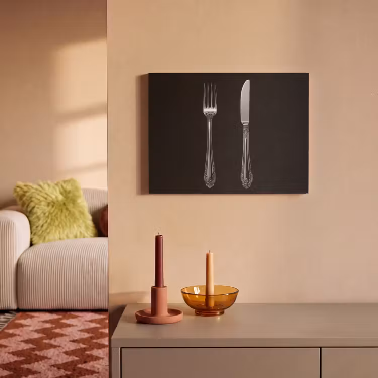 Akoestisch schilderij - Vork - Mes - Zilver — 2