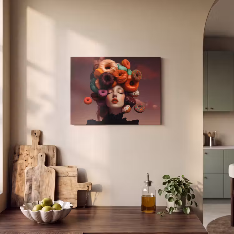Akoestisch schilderij - Vrouw - Donuts - Kleurrijk — 3